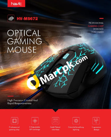 Havit Wired Usb Gaming Mouse 3200Dpi 7 Led Backlight Ergonomic - Imported From Uk